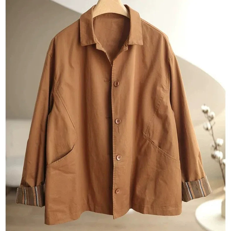 Relaxed Fit Cotton Jacket with Patch Pockets