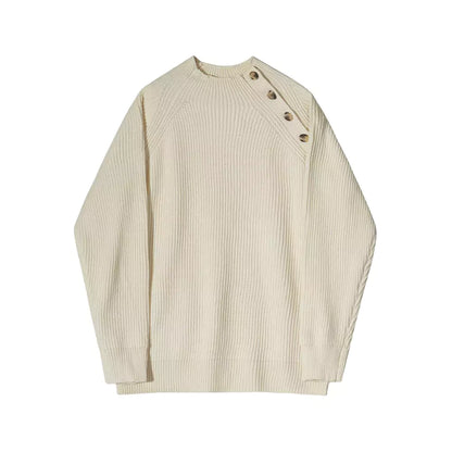 Strickpullover mit Stehkragen und schrägem Knopf in lockerer Passform