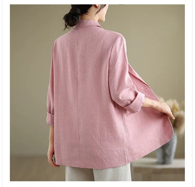 Relaxed Fit Notched Lapel Blazer with Welt Pockets