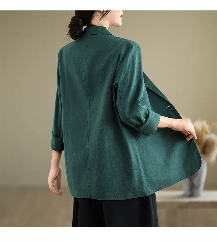 Relaxed Fit Notched Lapel Blazer with Welt Pockets