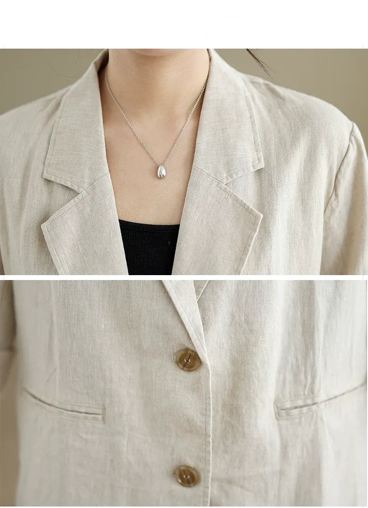 Relaxed Fit Notched Lapel Blazer with Welt Pockets