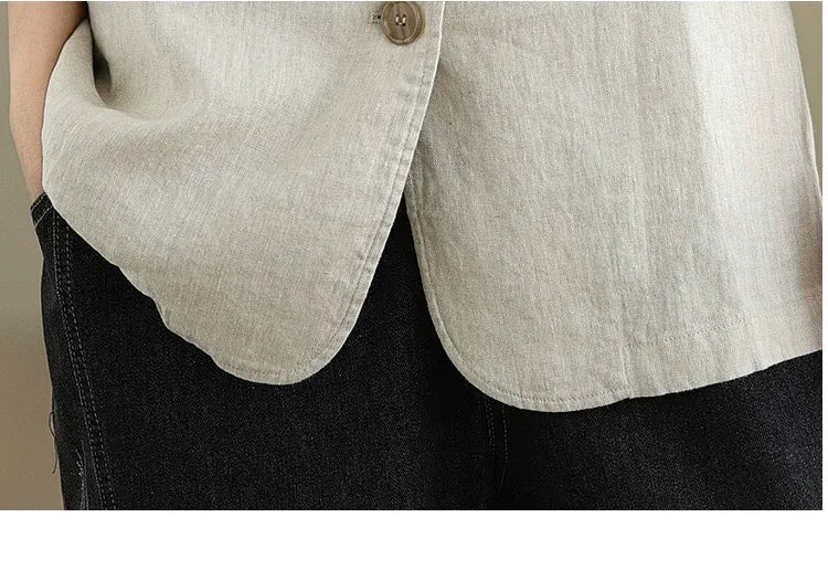 Relaxed Fit Notched Lapel Blazer with Welt Pockets