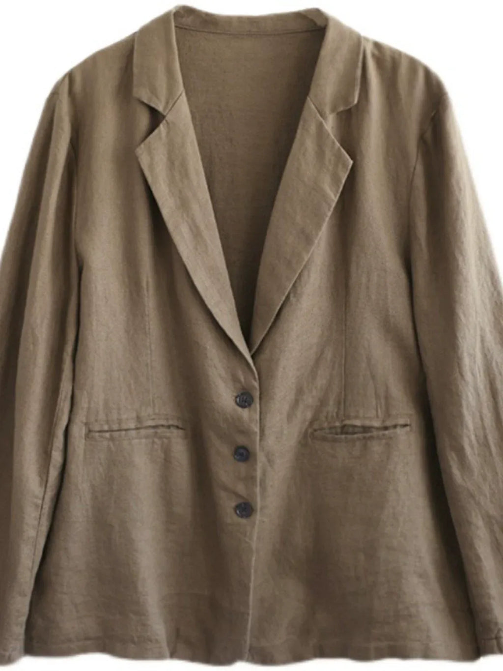Relaxed Fit Notched Lapel Hemp Blazer Jacket
