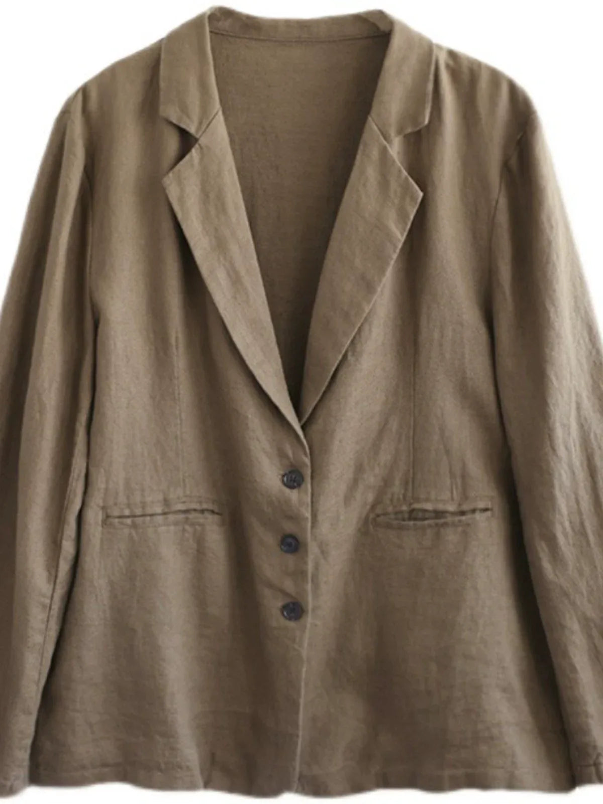 Relaxed Fit Notched Lapel Hemp Blazer Jacket