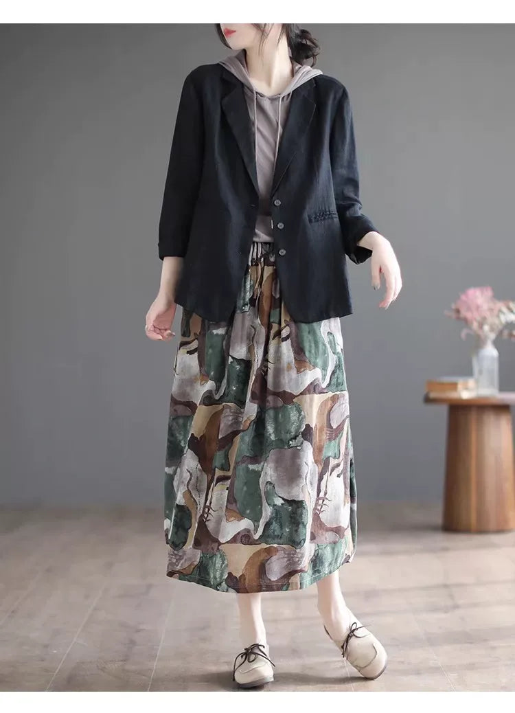 Relaxed Fit Notched Lapel Hemp Blazer Jacket
