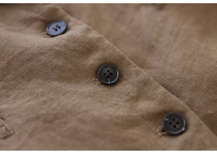 Relaxed Fit Notched Lapel Hemp Blazer Jacket