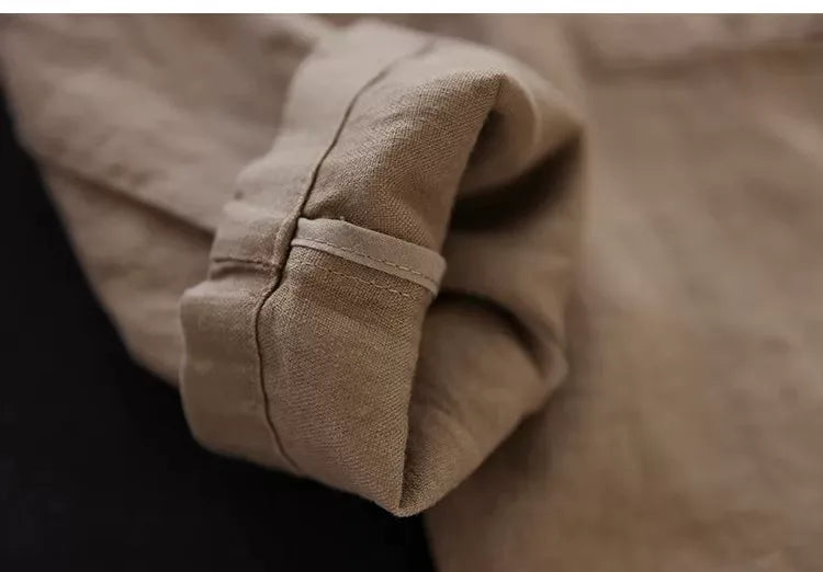 Relaxed Fit Notched Lapel Hemp Blazer Jacket