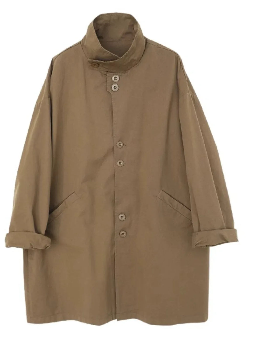 Relaxed Fit Trench Style Jacket with Slanted Pockets