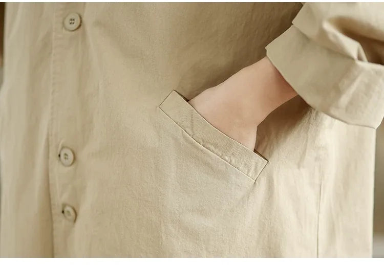 Relaxed Fit Trench Style Jacket with Slanted Pockets