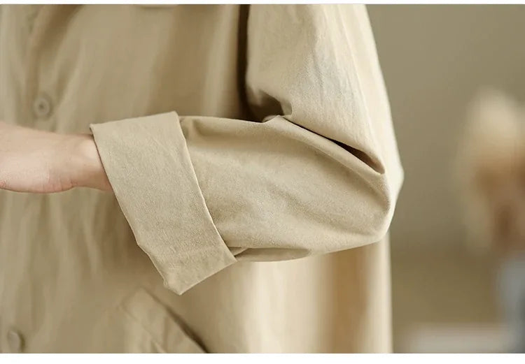 Relaxed Fit Trench Style Jacket with Slanted Pockets