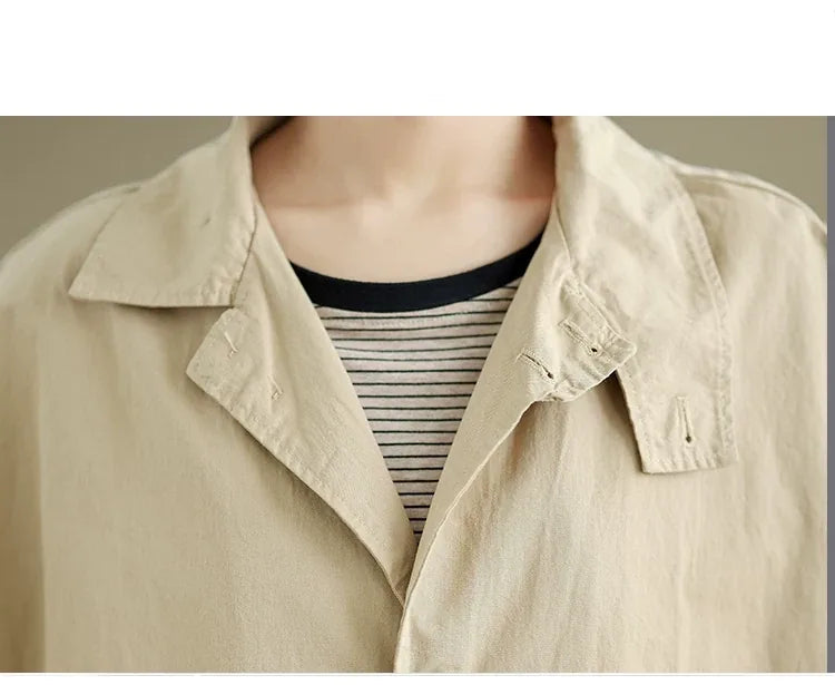 Relaxed Fit Trench Style Jacket with Slanted Pockets