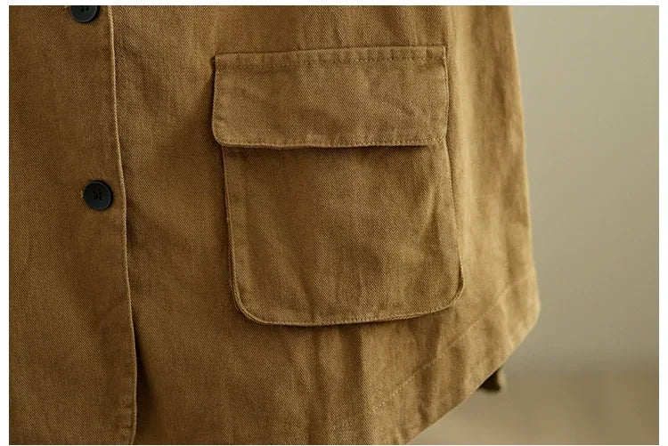 Relaxed Notched Lapel Blazer with Flap Pockets