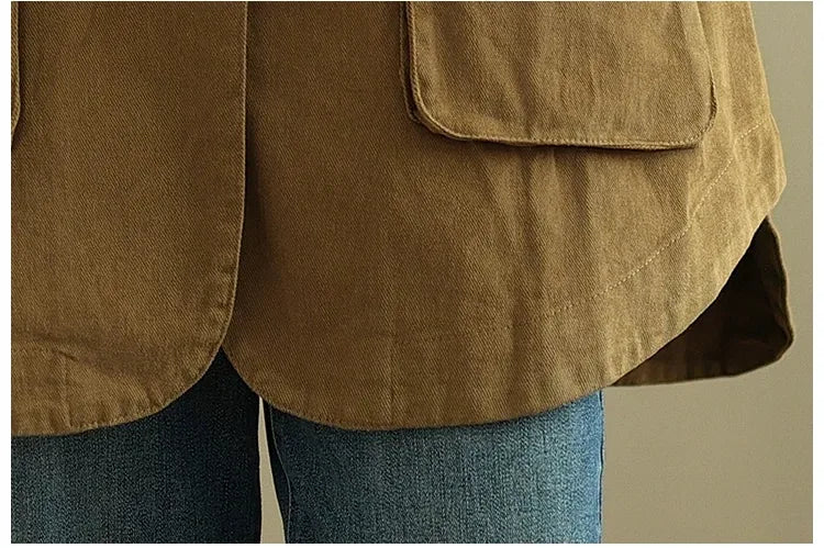 Relaxed Notched Lapel Blazer with Flap Pockets