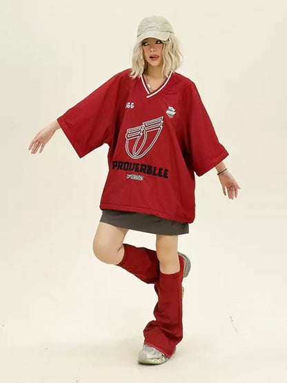 Oversized Sweatshirt mit abnehmbaren Ärmeln und V-Ausschnitt