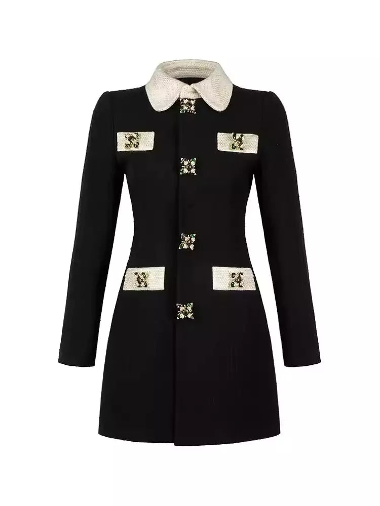 Retro-Kleid mit Knopfleiste und Farbblock-Design, tailliert
