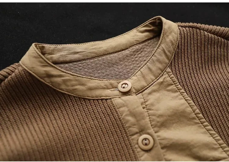 Retro Contrast Knit Panel Padded Jacket