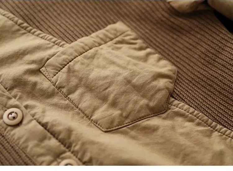 Retro Contrast Knit Panel Padded Jacket