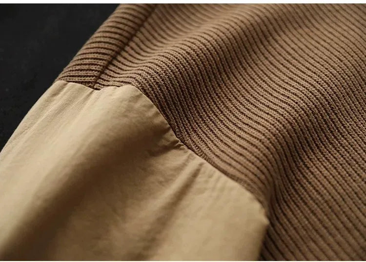 Retro Contrast Knit Panel Padded Jacket