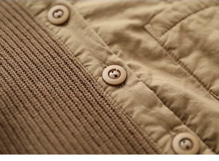 Retro Contrast Knit Panel Padded Jacket
