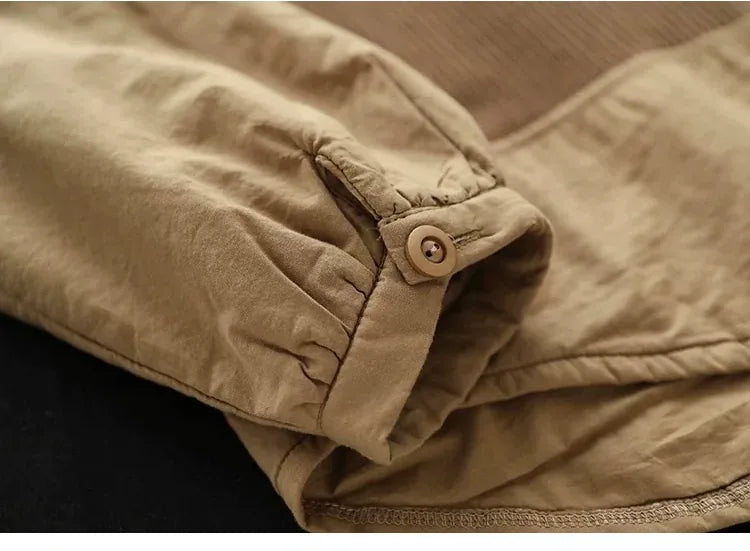 Retro Contrast Knit Panel Padded Jacket