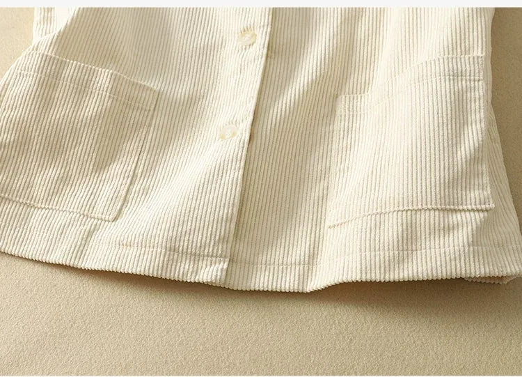 Retro Cotton Corduroy Vest with Patch Pockets