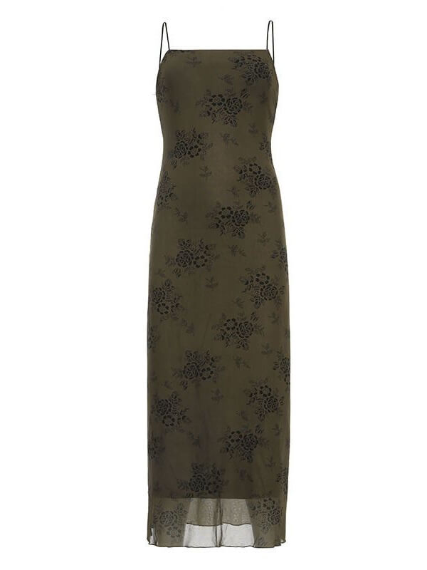 Retro-Maxikleid mit doppelter Lage und Blumenmuster