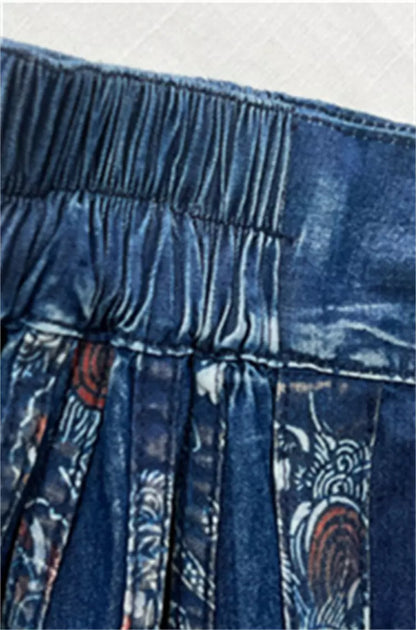 Retro bestickter Ethno-Stil Ma Mian Jeansrock