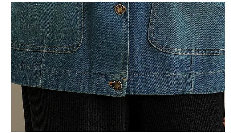 Retro Faded Denim Hooded Vest with Patch Pockets