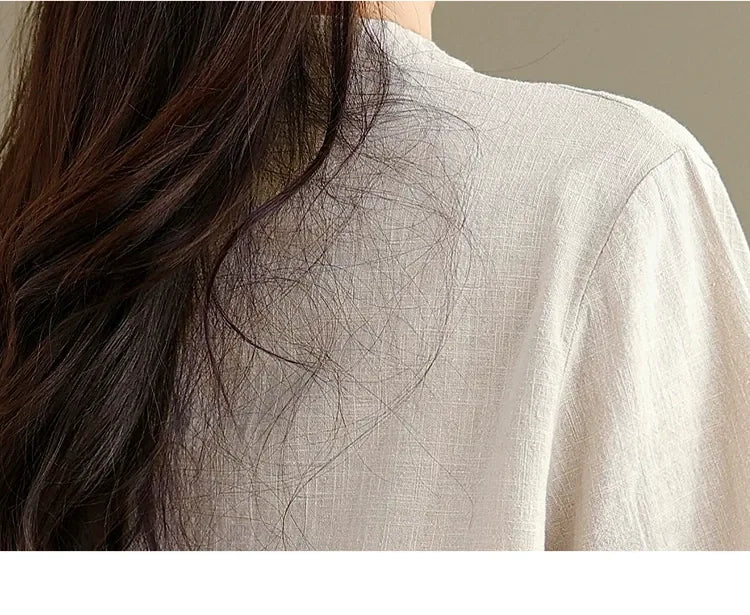 Retro Frog Button Mandarin Collar Long Sleeve Shirt