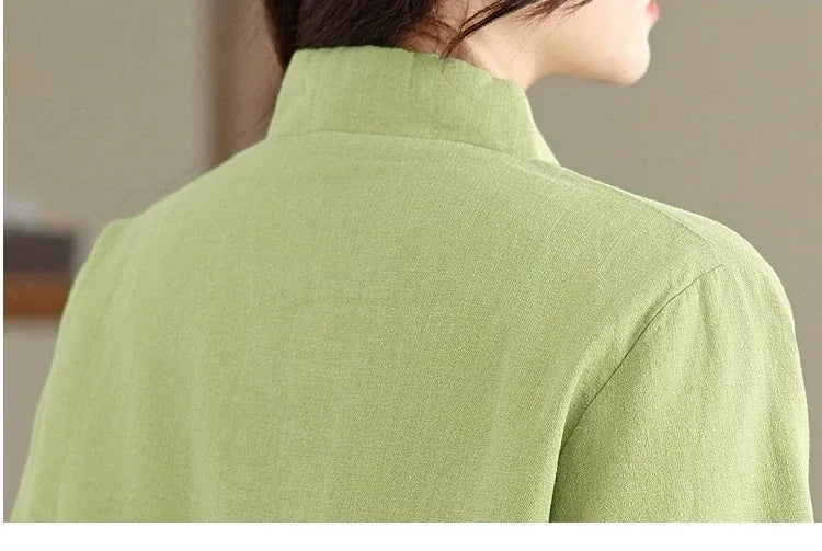 Retro Frog Button Mandarin Collar Padded Jacket