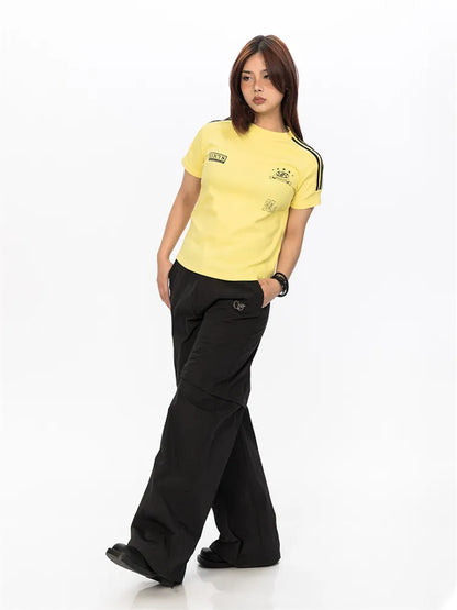 Retro Gorpcore Streifen Crop Top BLAB