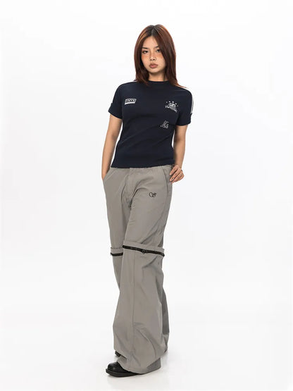 Retro Gorpcore Streifen Crop Top BLAB