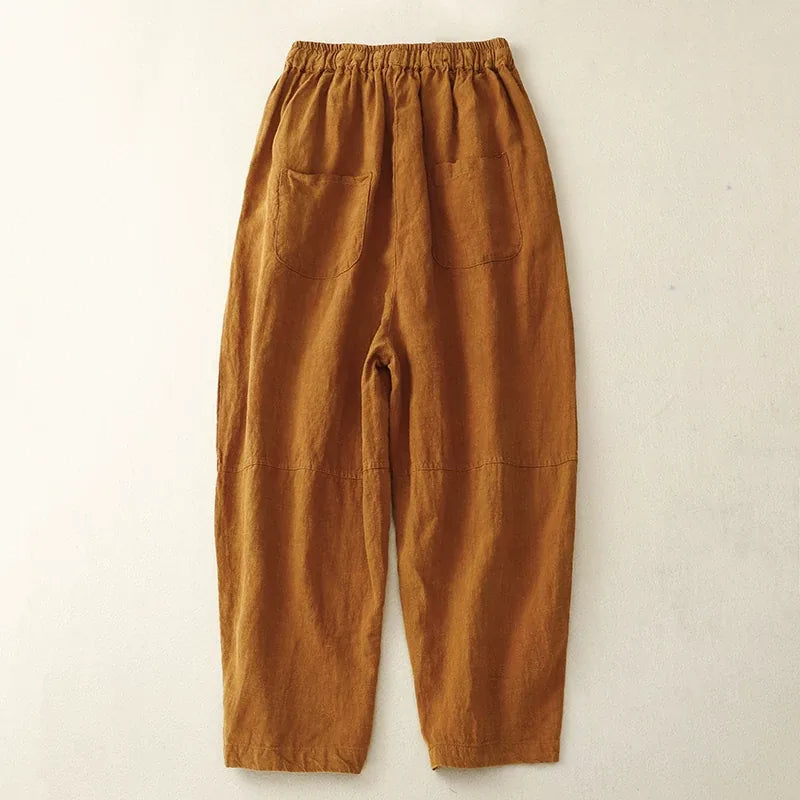 Retro Harem Pants Drawstring Waist Cropped Tapered Leg