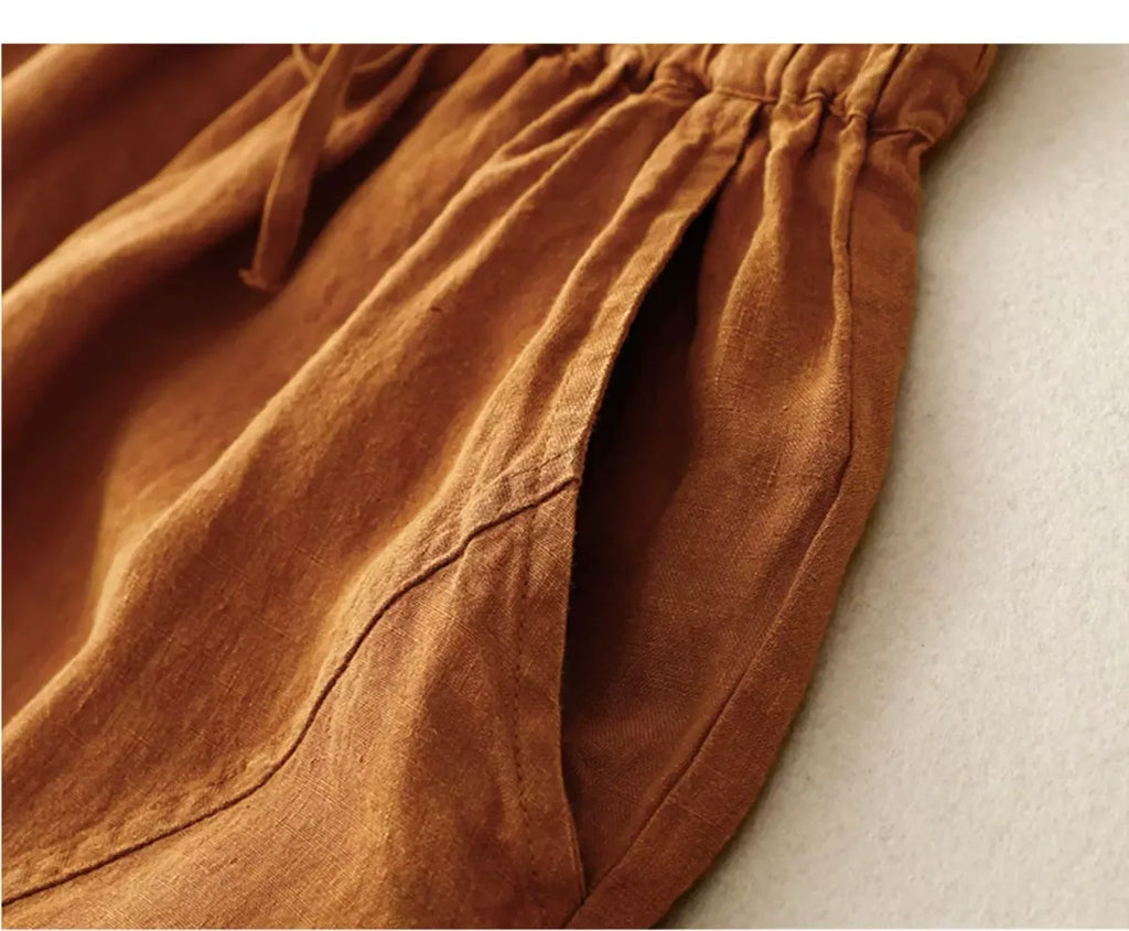 Retro Harem Pants Drawstring Waist Cropped Tapered Leg