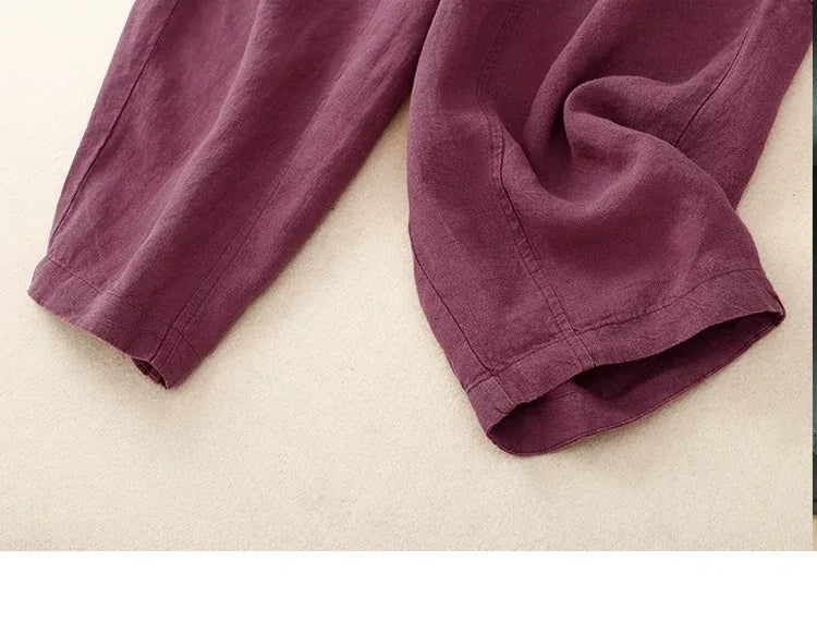 Retro Harem Pants Drawstring Waist Cropped Tapered Leg