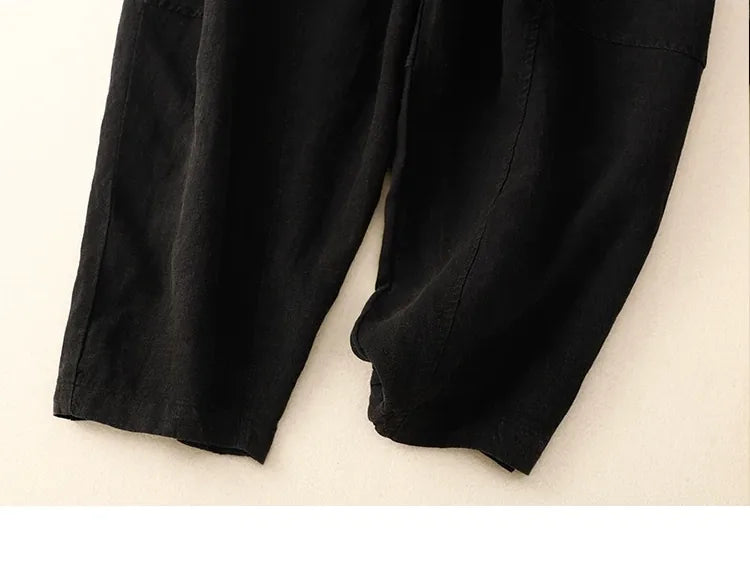 Retro Harem Pants Drawstring Waist Cropped Tapered Leg