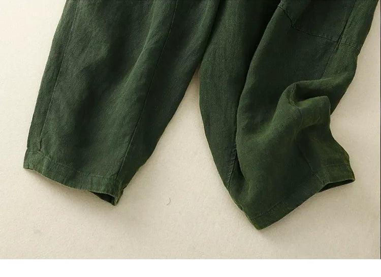Retro Harem Pants Drawstring Waist Cropped Tapered Leg