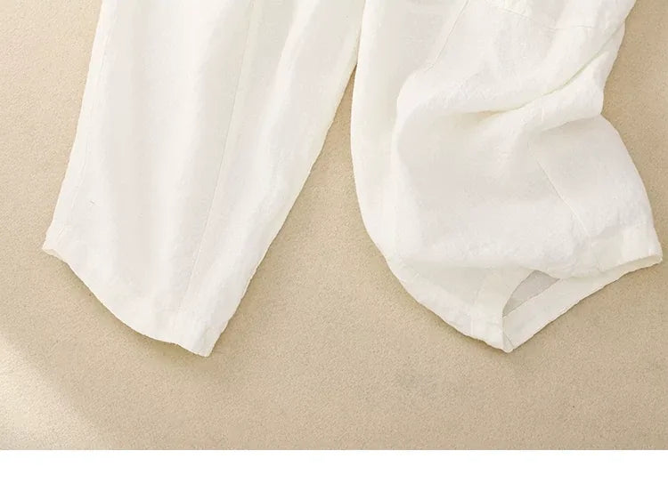 Retro Harem Pants Drawstring Waist Cropped Tapered Leg