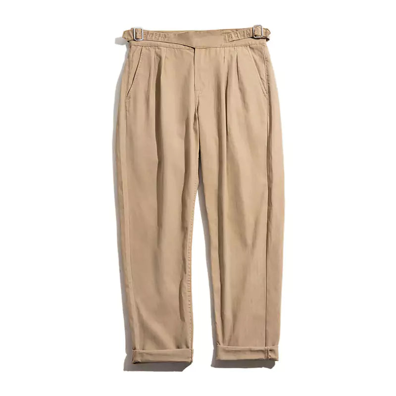 Retro High-Waisted Straight-Leg Khaki Gurkha Pants