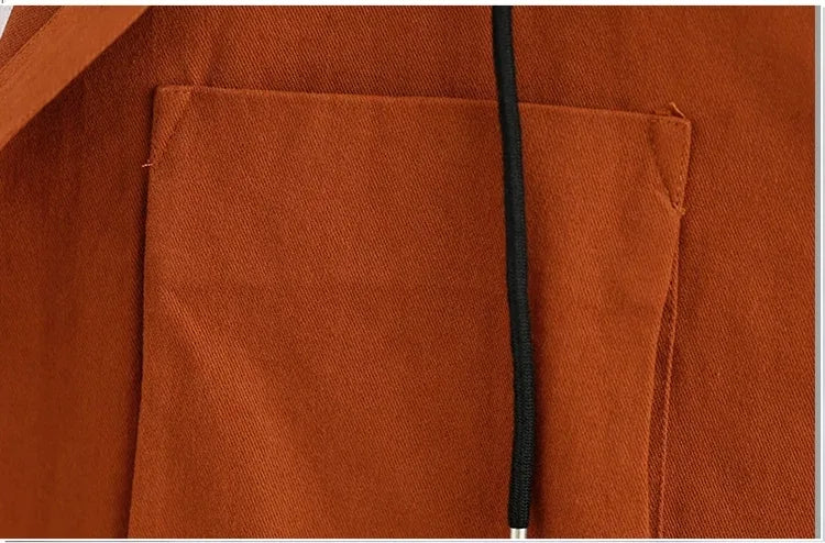 Retro Hooded Shirt Jacket with Patch Pocket and Button Front