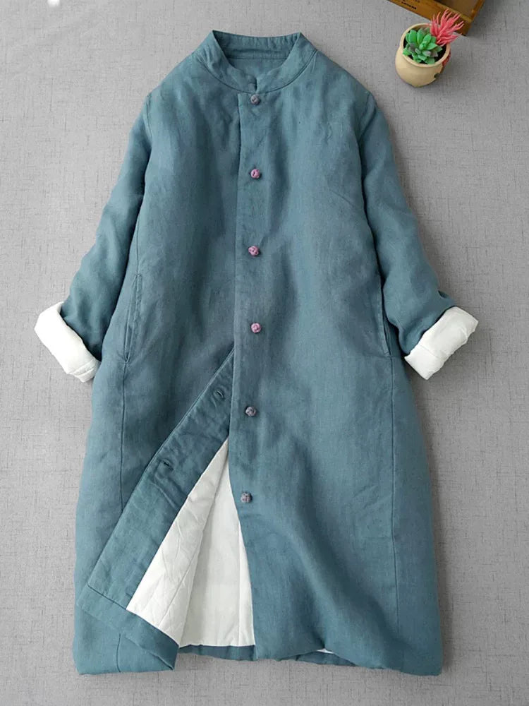Retro Mandarin Collar Chinese Knot Button Padded Coat