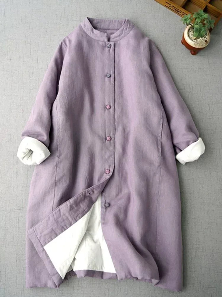 Retro Mandarin Collar Chinese Knot Button Padded Coat