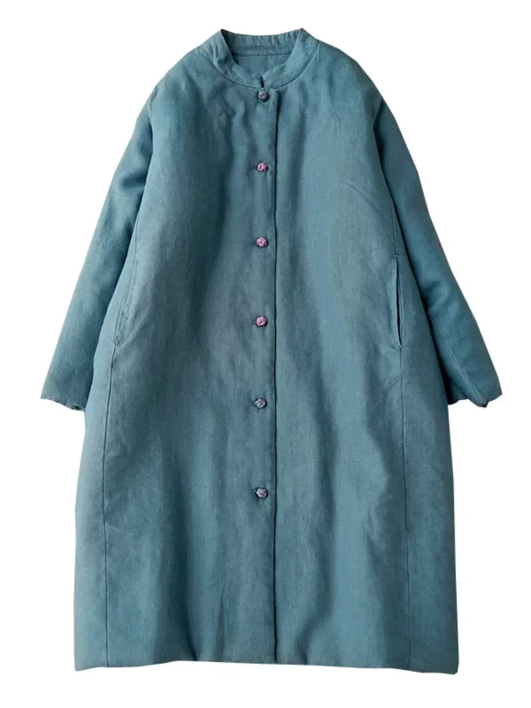 Retro Mandarin Collar Chinese Knot Button Padded Coat