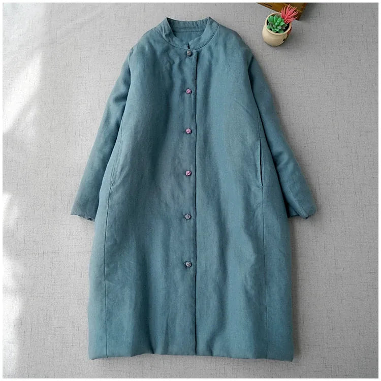 Retro Mandarin Collar Chinese Knot Button Padded Coat
