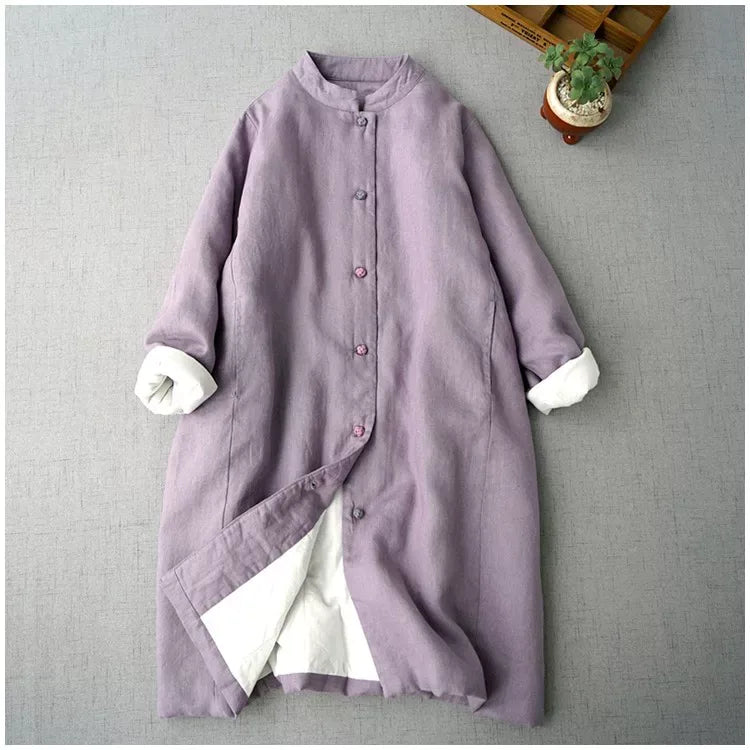Retro Mandarin Collar Chinese Knot Button Padded Coat