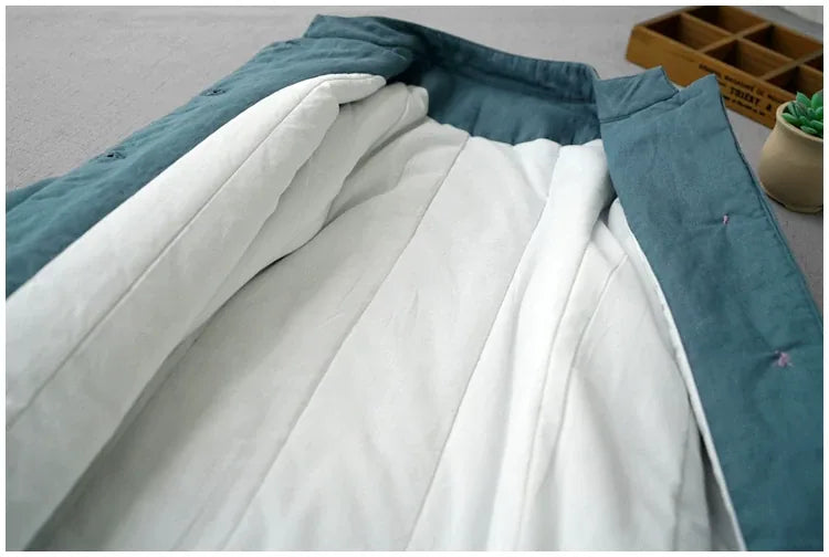 Retro Mandarin Collar Chinese Knot Button Padded Coat