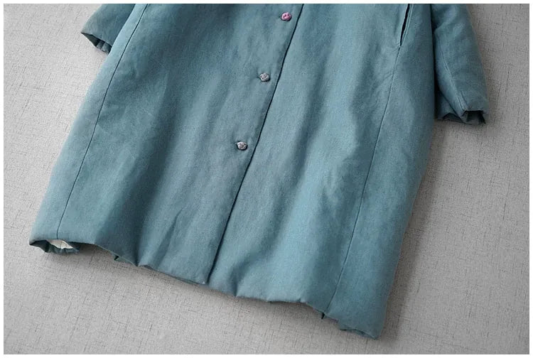 Retro Mandarin Collar Chinese Knot Button Padded Coat