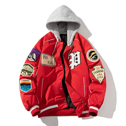 Chaqueta bomber con bordado de parche retro