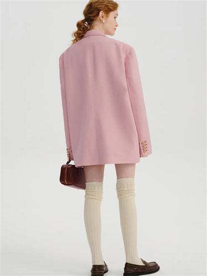 Retro Pink Loose Casual Blazer DESPLUS