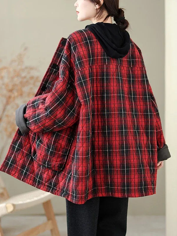 Retro Plaid Quilted Padded Coat